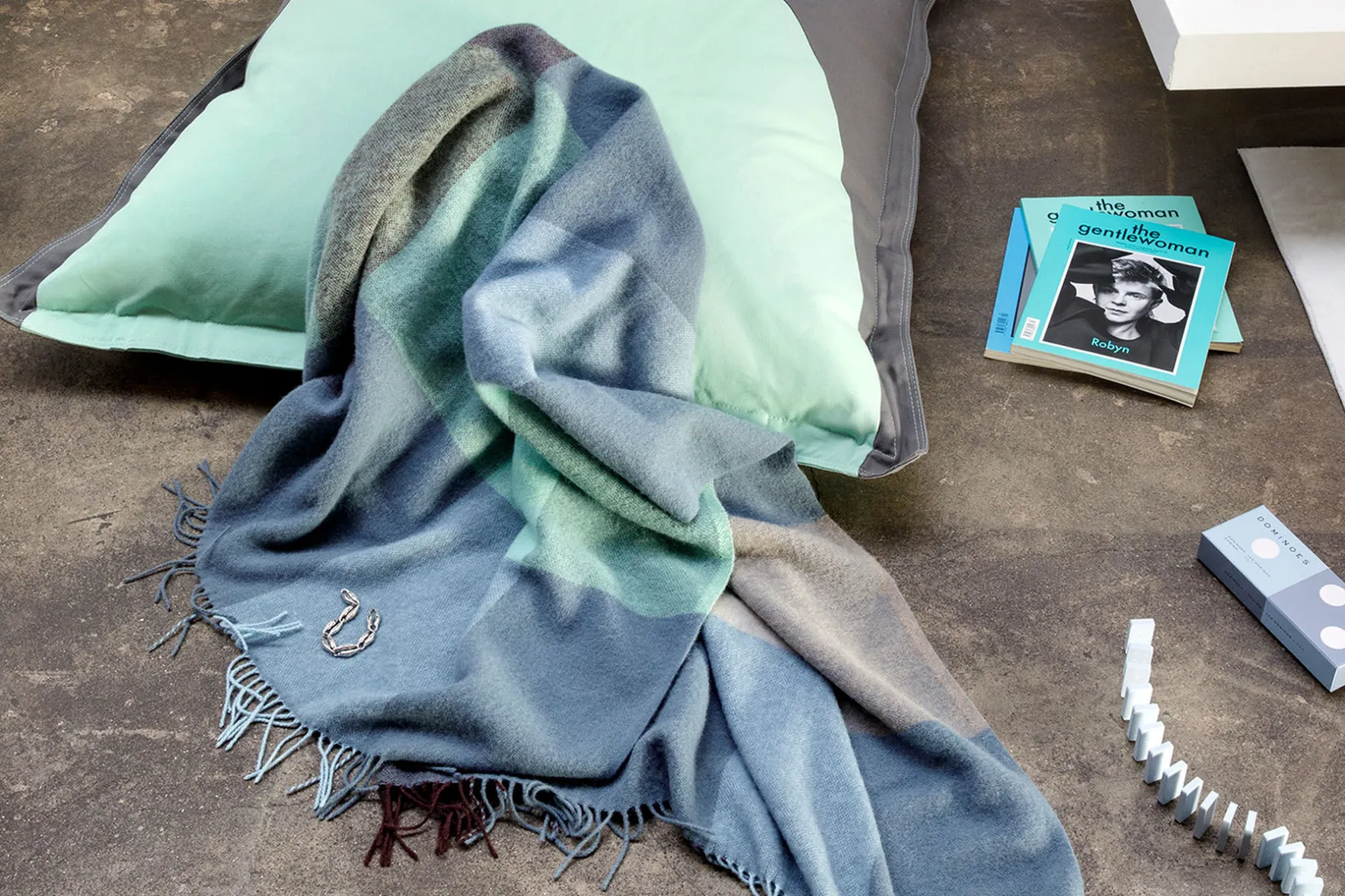 Fatboy Colour Blend Blanket Couverture en laine, bleu, 130x185 cm