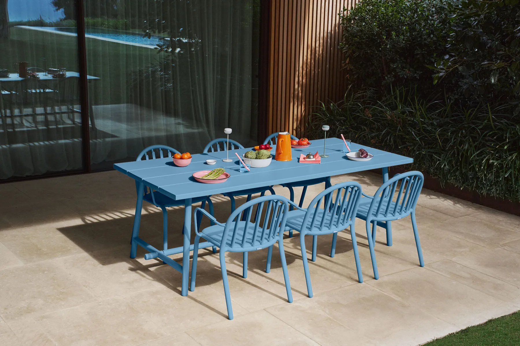 Fatboy Fred's Armchair Chaise de jardin avec accoudoirs, bleu, 60x59.5x80.5 cm