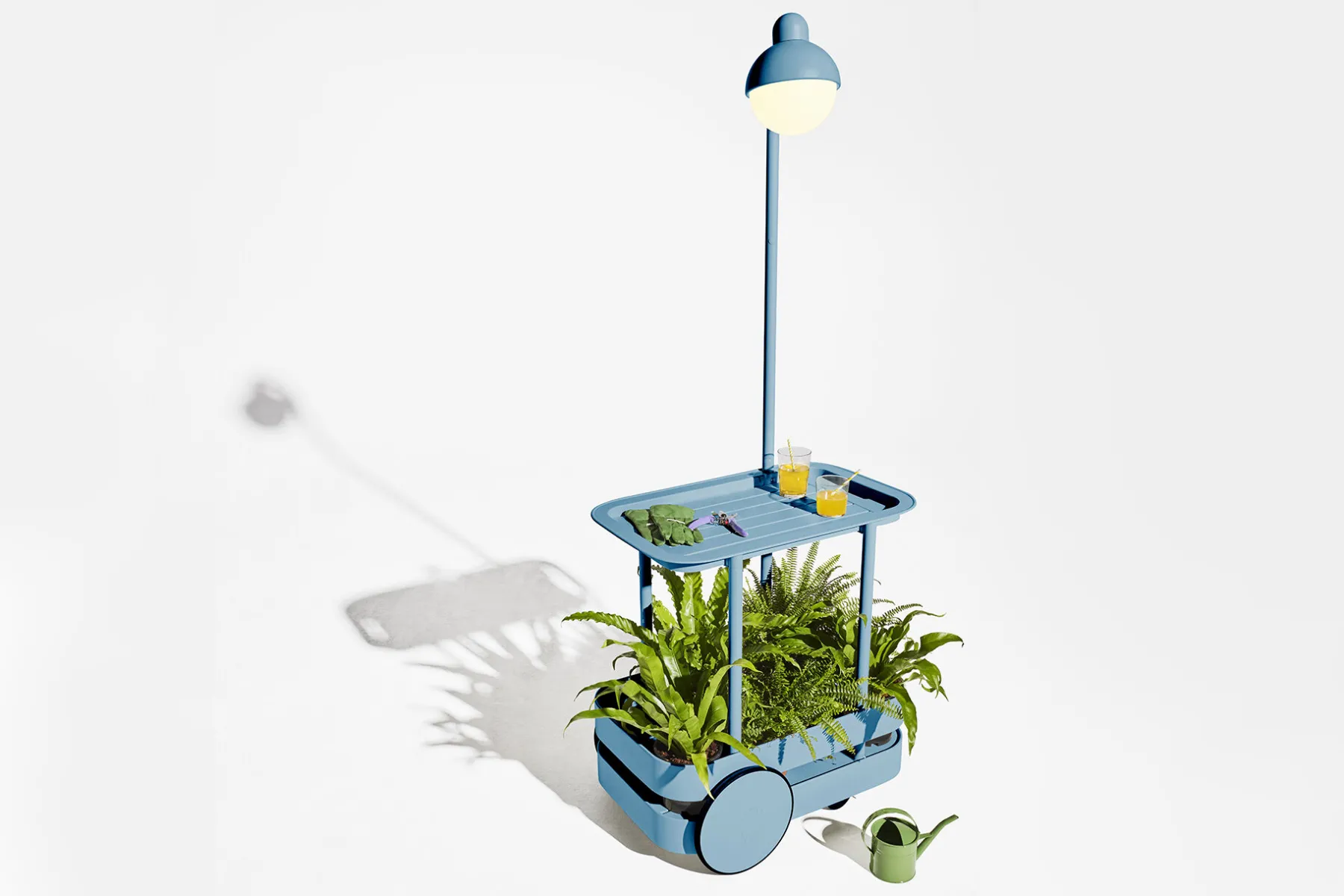 Fatboy Jolly Trolley Table de bar mobile, bleu, 78x55x200 cm