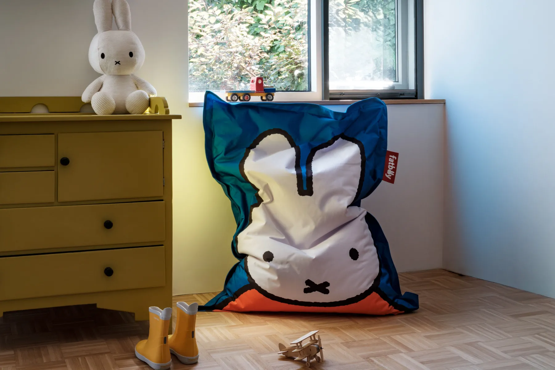 Fatboy Junior Nylon x Miffy / Boris Pouf géant Miffy, bleu, 130x100 cm