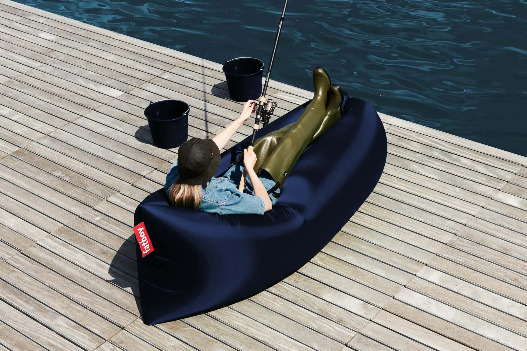 Fatboy Lamzac 3.0 Pouf gonflable, bleu, 185x83x50 cm