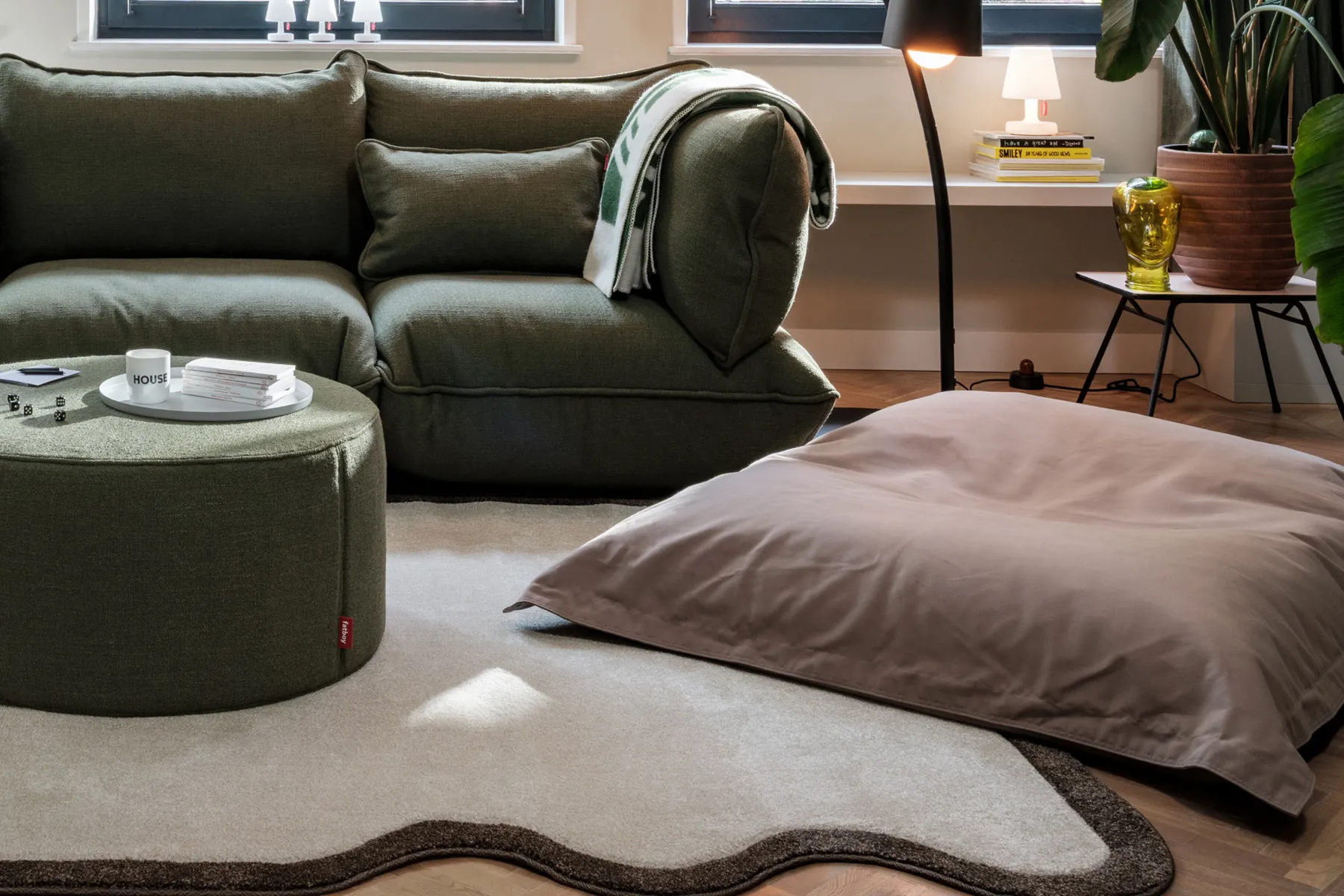 Fatboy Original Canvas Pouf d'intérieur, gris, 140x180 cm