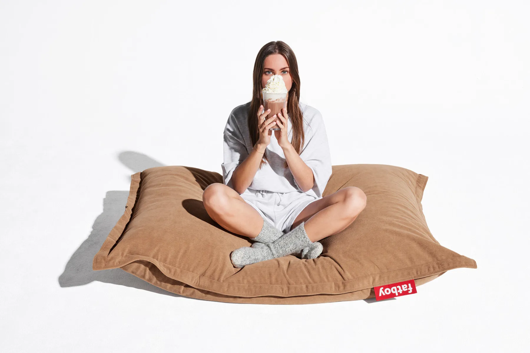 Fatboy Original Slim Cord Pouf en velours côtelé, marron, 120x155 cm