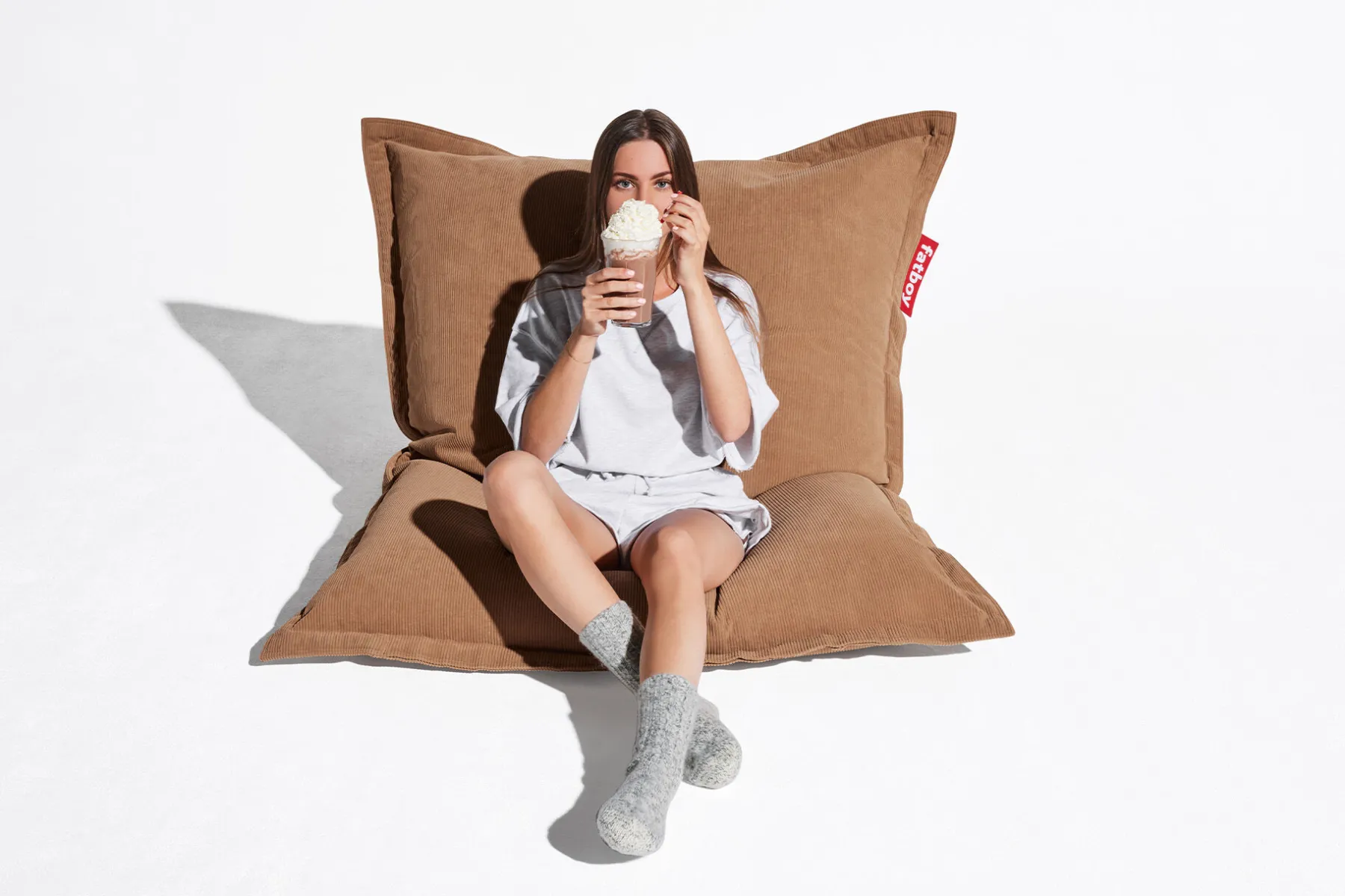 Fatboy Original Slim Cord Pouf en velours côtelé, marron, 120x155 cm