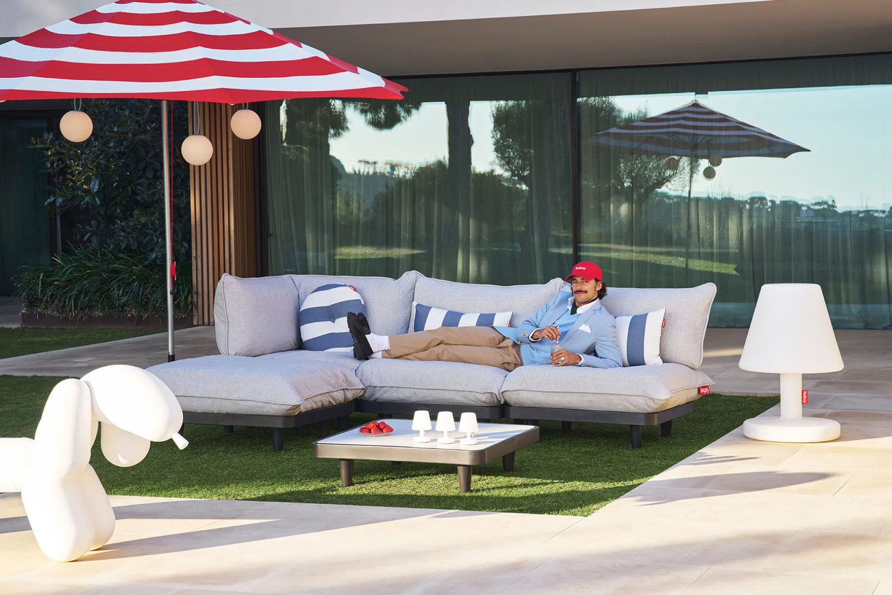 Fatboy Paletti Hocker Hocker modulaire d’extérieur, gris, 100x100x45 cm