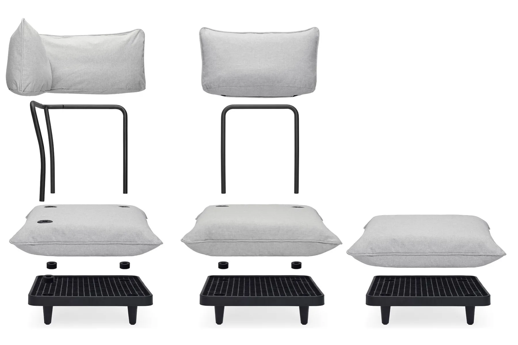 Fatboy Paletti Hocker Hocker modulaire d’extérieur, gris, 100x100x45 cm
