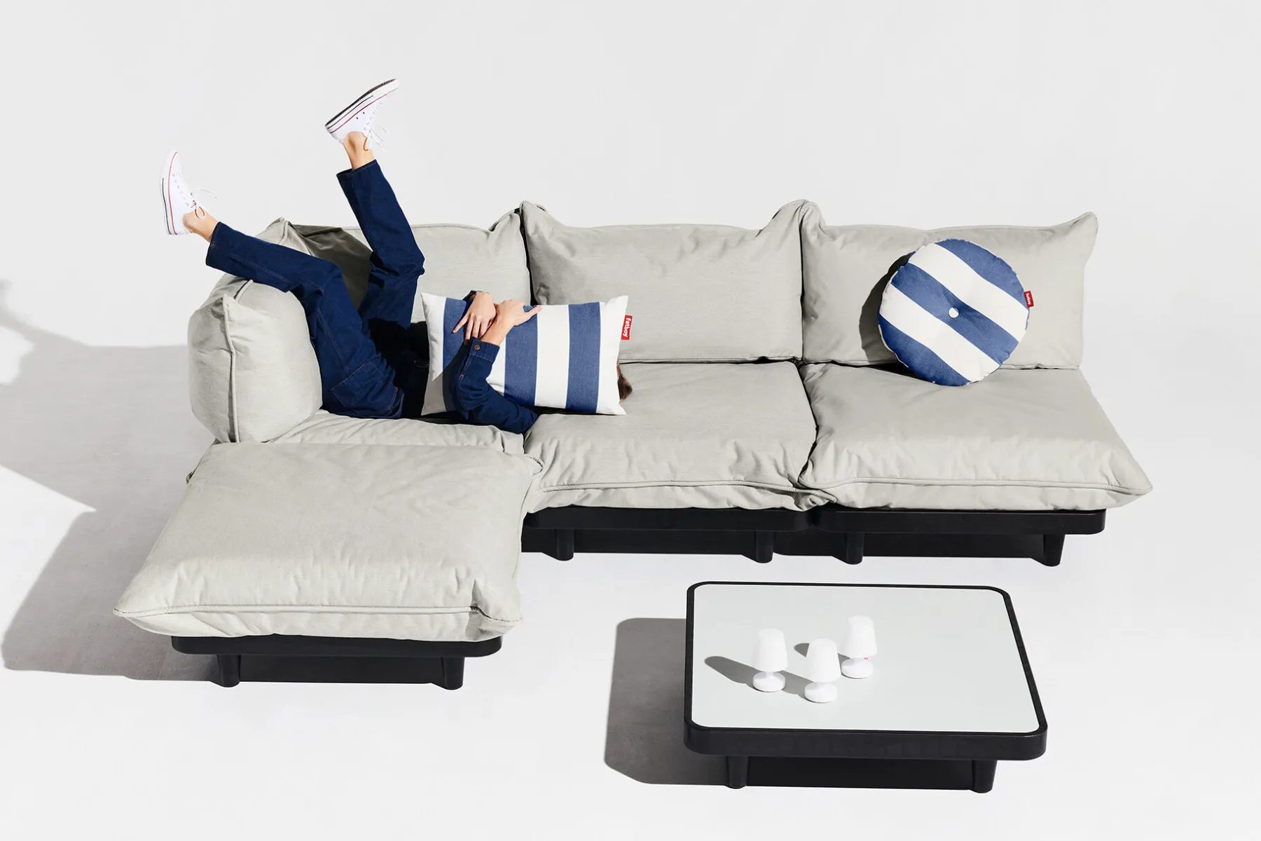 Fatboy Paletti Hocker Hocker modulaire d’extérieur, gris, 100x100x45 cm