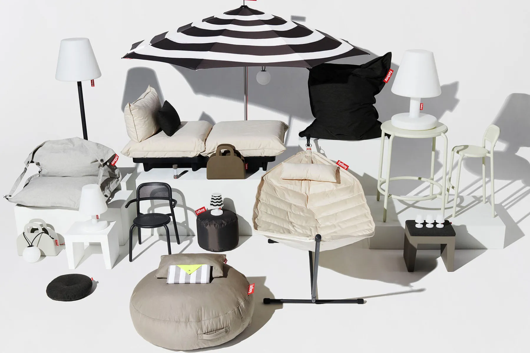 Fatboy Paletti Hocker Hocker modulaire d’extérieur, beige, 100x100x45 cm