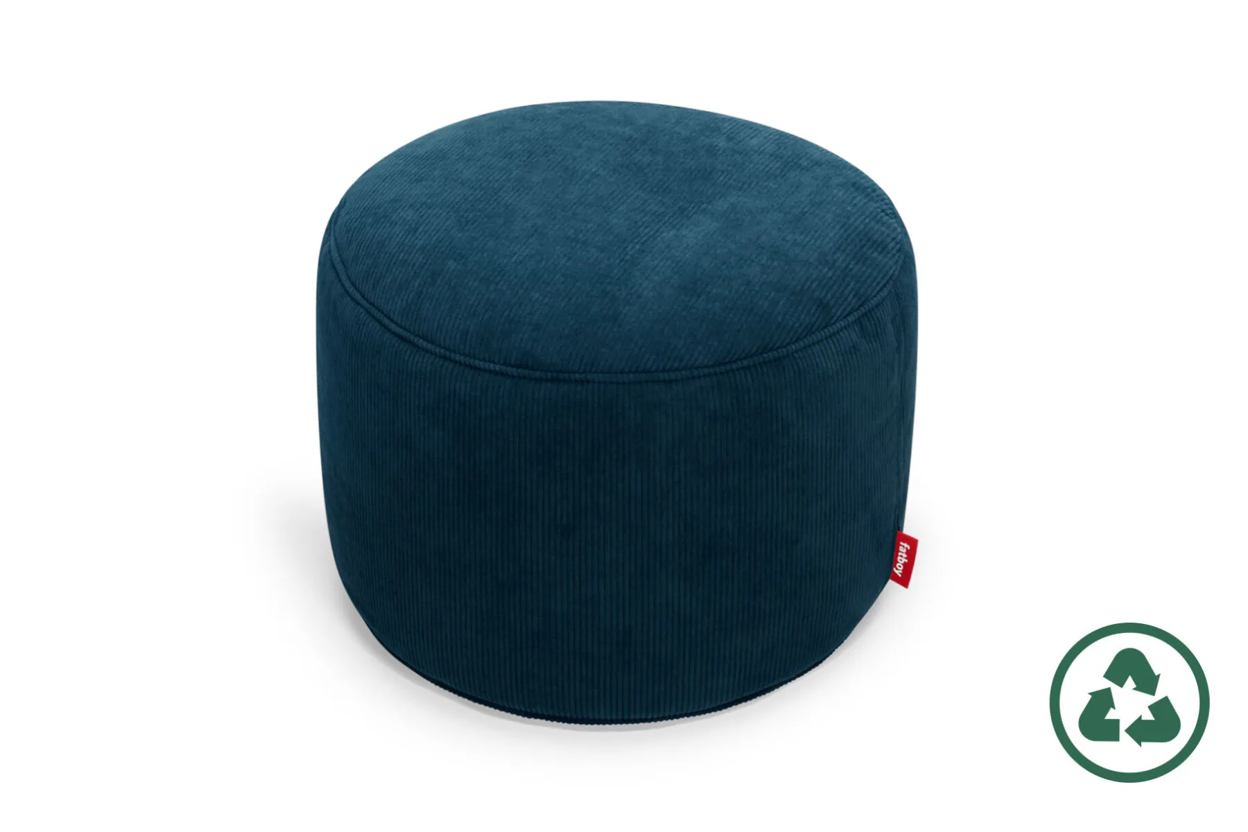 Fatboy Point Cord Pouf en velours côtelé, bleu, 50x50x35 cm