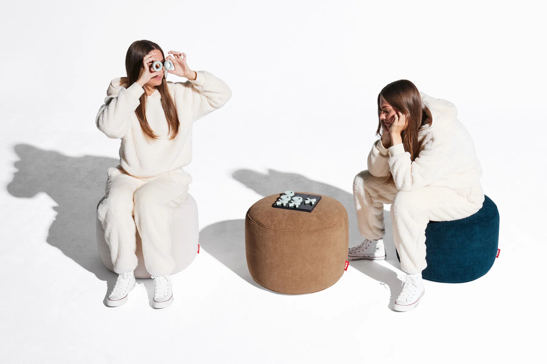 Fatboy Point Cord Pouf en velours côtelé, marron, 50x50x35 cm