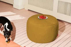 Fatboy Point Large Sherpa Grand pouf d’intérieur, or, 70x70x40 cm