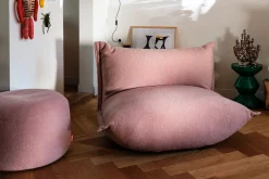 Fatboy Point Large Sherpa Grand pouf d’intérieur, rose, 70x70x40 cm