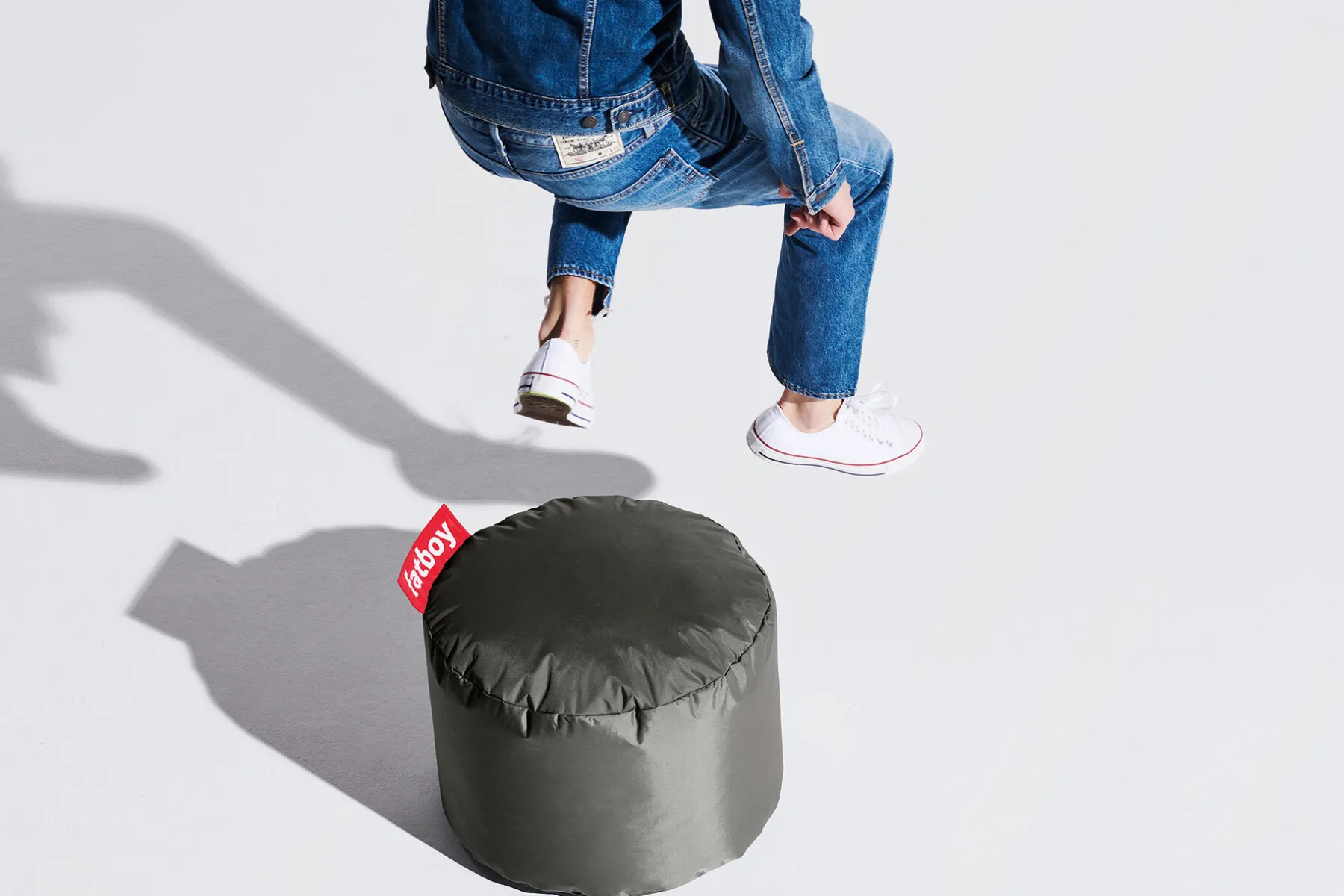 Fatboy Point Original (Nylon) Pouf d’intérieur, gris, 50x50x35 cm
