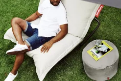 Fatboy Point Outdoor Pouf d’extérieur, gris, 50x50x35 cm