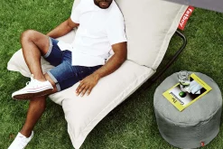Fatboy Point Outdoor Pouf d’extérieur, gris, 50x50x35 cm