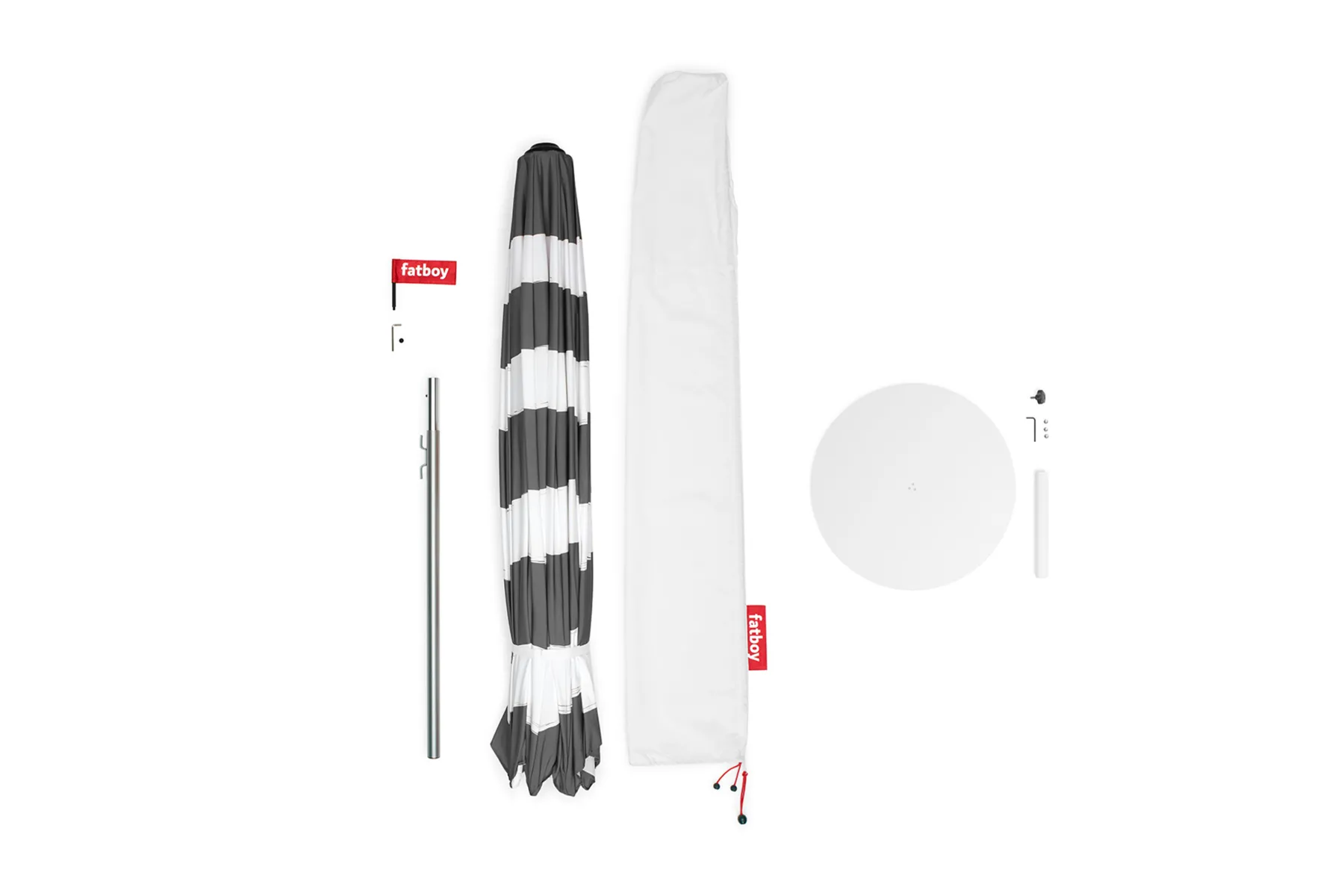 Fatboy Stripesol + Base Light Grey Parasol avec pied, 350x350x280 cm