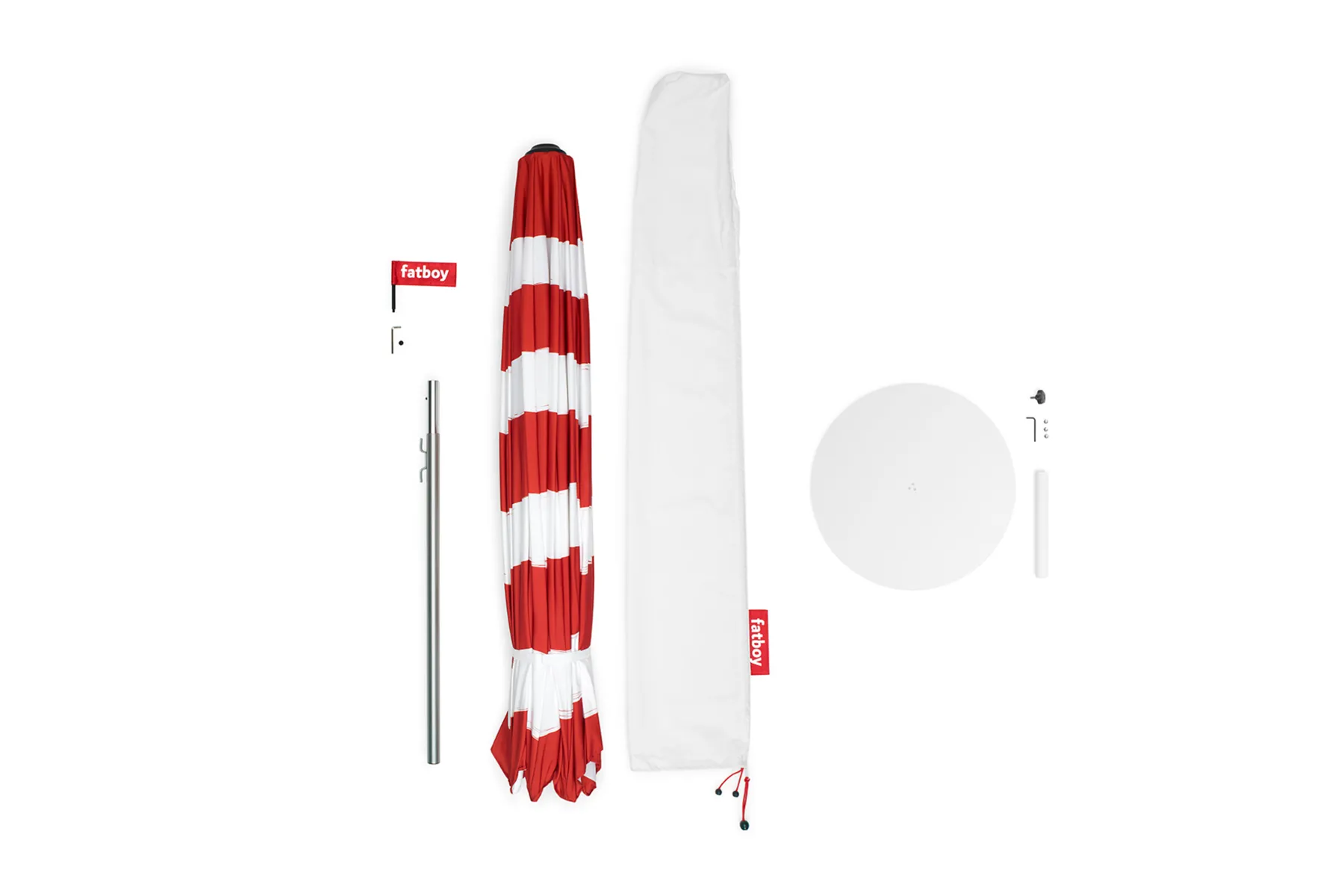 Fatboy Stripesol + Base Light Grey Parasol avec pied, 350x350x280 cm