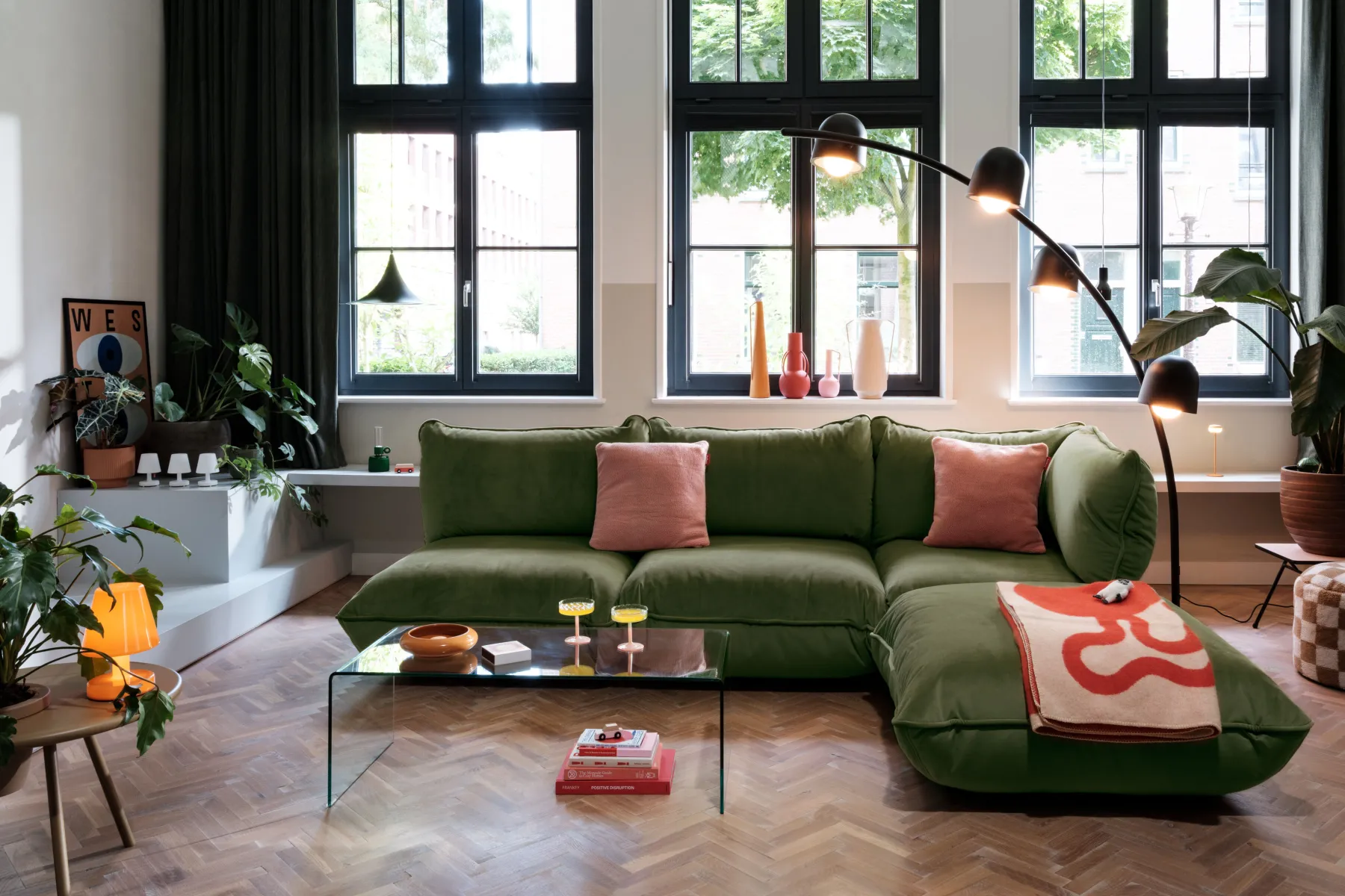 Fatboy Sumo Corner Sofa Velvet Canapé modulaire d’intérieur, 301x108x90 cm