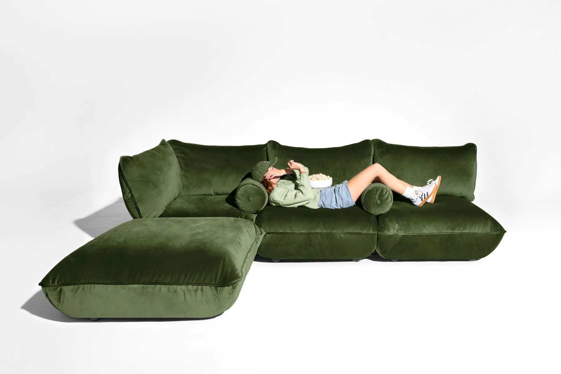 Fatboy Sumo Corner Sofa Velvet Canapé modulaire d’intérieur, 301x108x90 cm