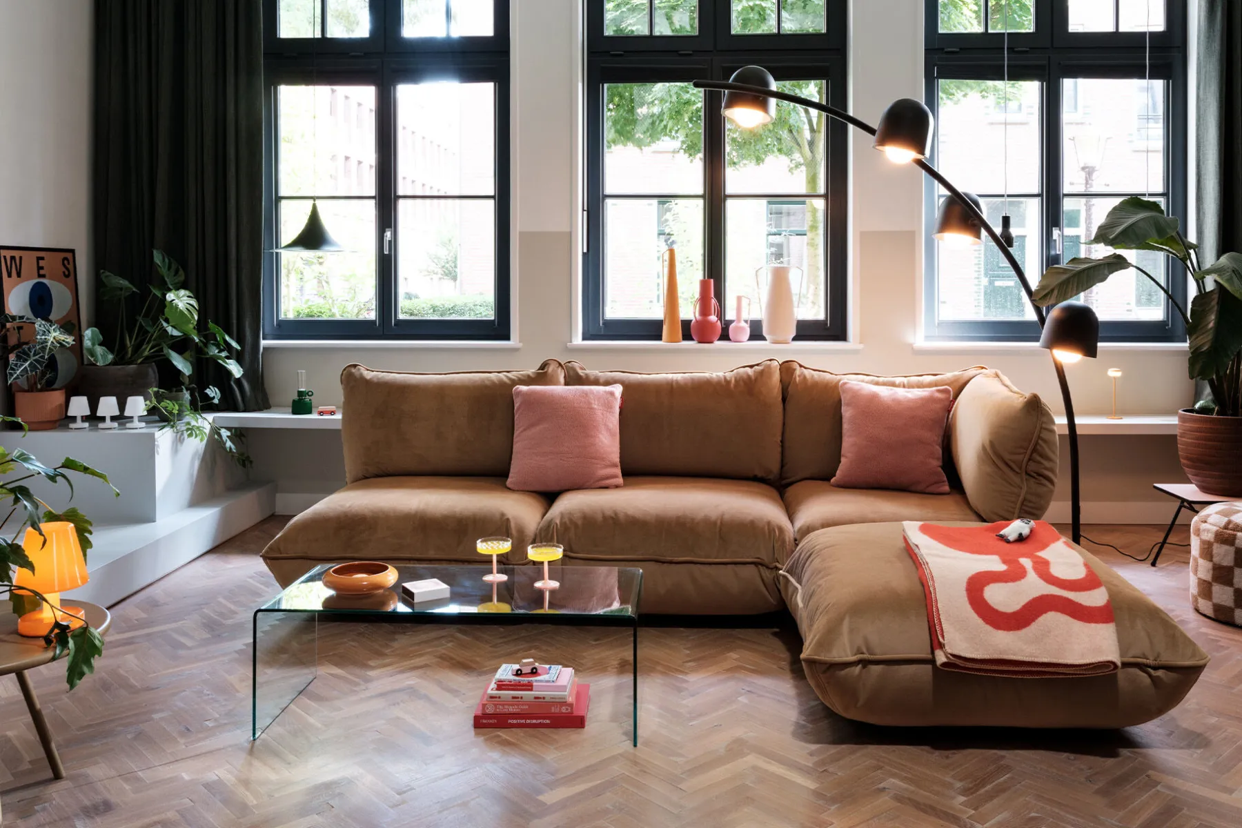 Fatboy Sumo Corner Sofa Velvet Canapé modulaire d’intérieur, 301x108x90 cm