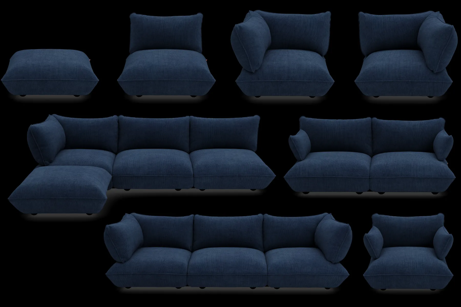 Fatboy Sumo Sofa Grand Cord Canapé modulaire d’intérieur, 301x108x90 cm