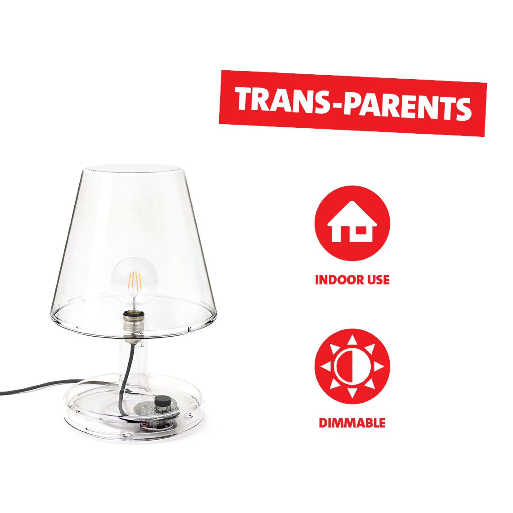 Fatboy Trans-Parents Lampe de table, 32.7x32.7x50.5 cm